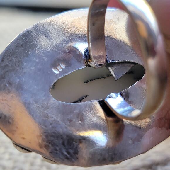 Handcrafted Sterling Silver Dendritic Opal Ring, Size 7.75 Natural Stone Jewelry - Picture 8 of 10